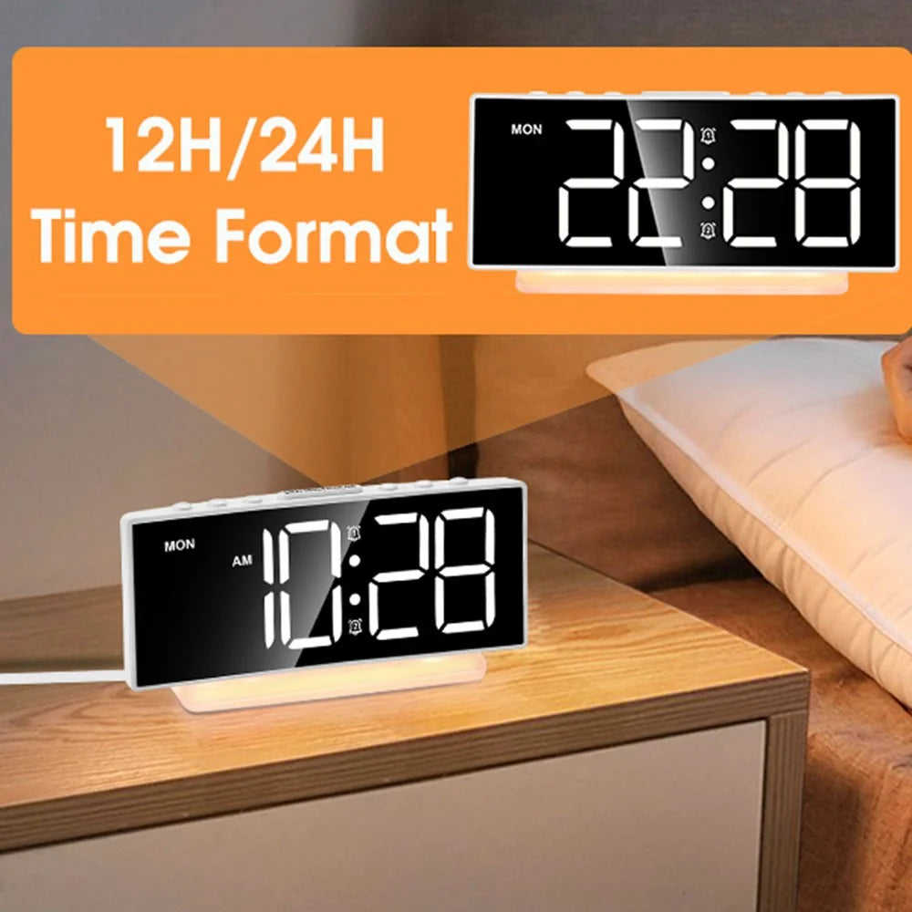 GS-G10 LED Digital Clock for Living Room TV Stand 3 Volume Levels Electronic Alarm Clock with Night Light - Black - 6