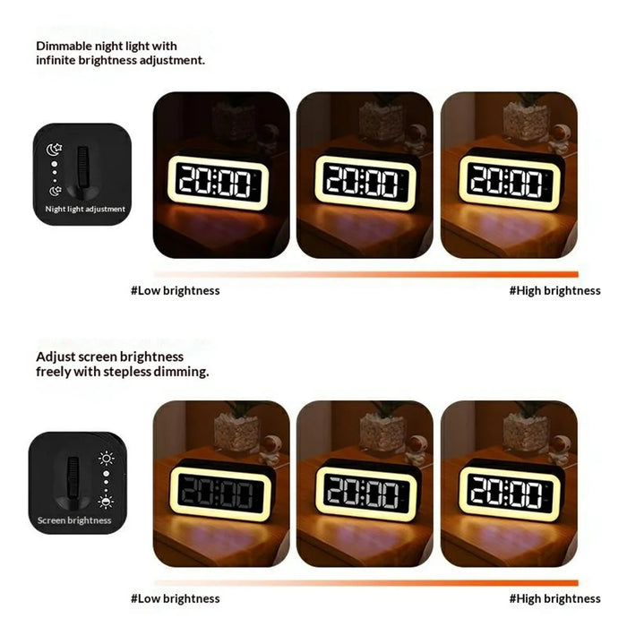 GS202-2 RGB Dynamic Color Display LED Digital Alarm Clock with Night Light Dual Brightness Control Desk Clock - Grey - 4