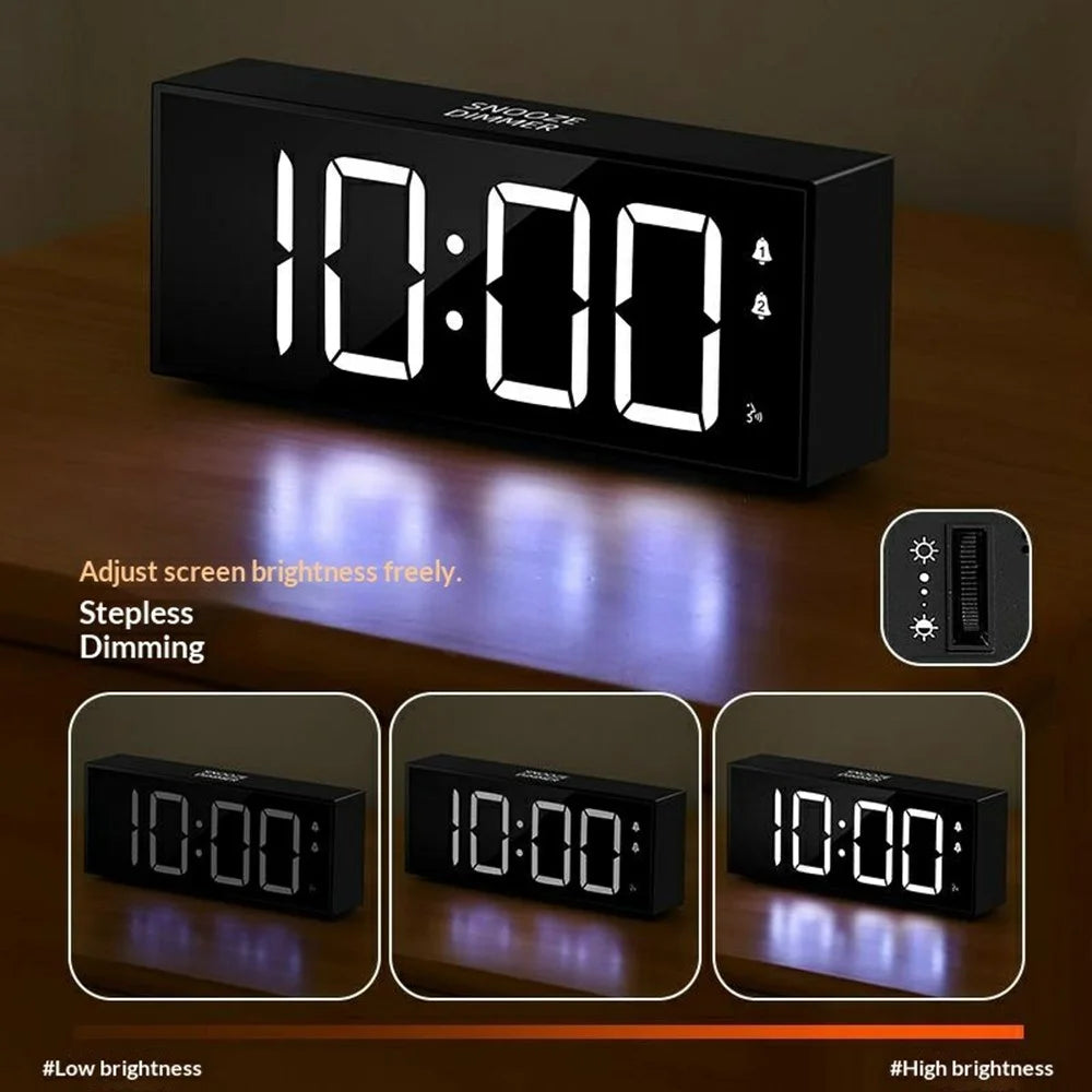 GS-8813 LED Digital Alarm Clock Large Display Temperature Monitor Voice Activated Bedside Clock with RGB Light - Black - 5