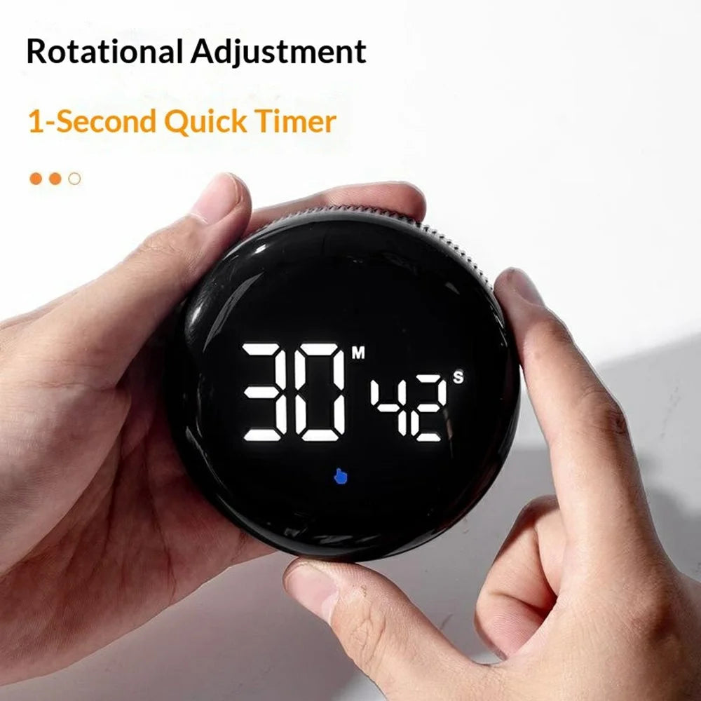 GS-302 Kitchen Timer Digital Countdown Clock Magnetic Rotating Electronic Stopwatch for Cooking / Fitness / Study - White - 5