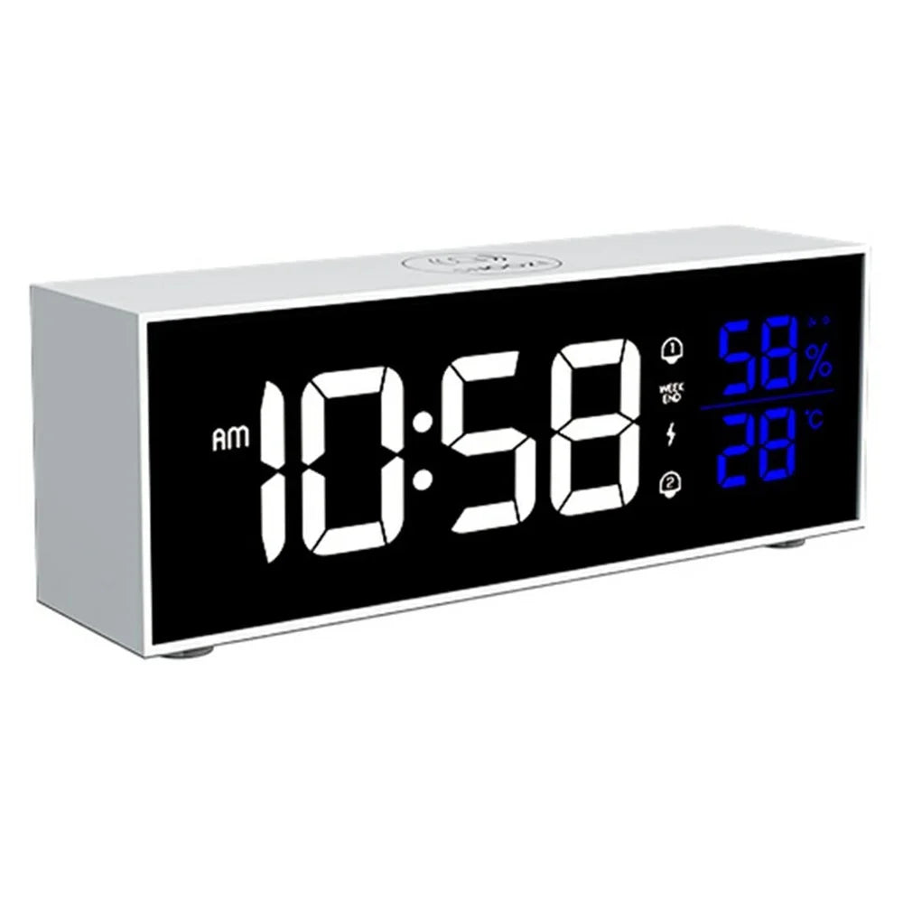 GS-8812 Multi-function Music Alarm Clock Mirror Display LED Digital Indoor Thermometer Hygrometer - White - 1