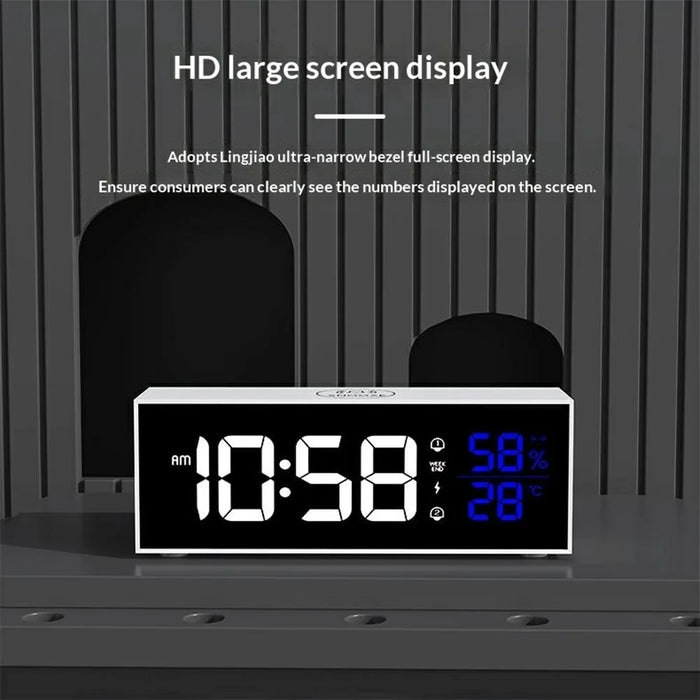 GS-8812 Multi-function Music Alarm Clock Mirror Display LED Digital Indoor Thermometer Hygrometer - White - 2
