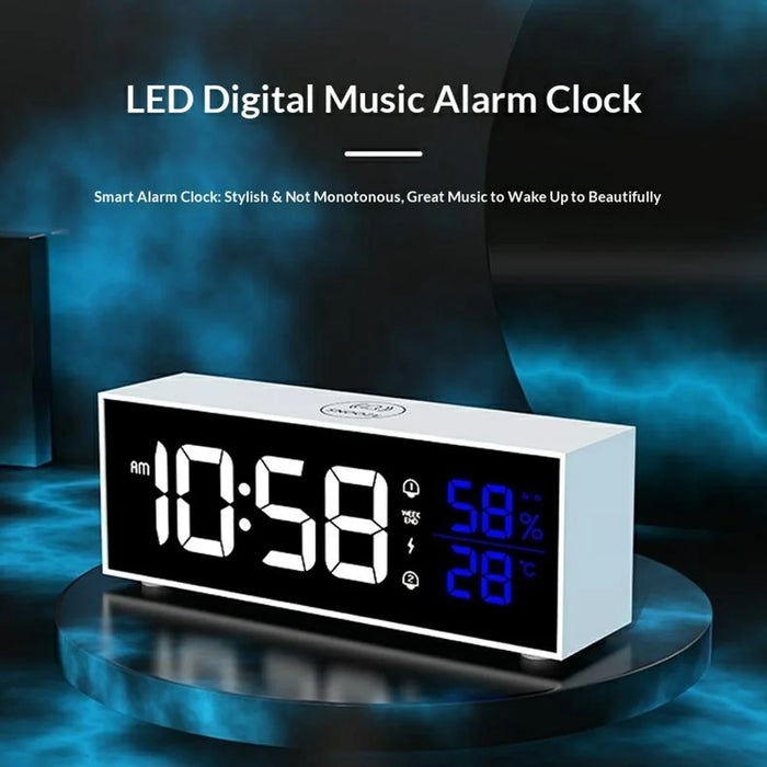 GS-8812 Multi-function Music Alarm Clock Mirror Display LED Digital Indoor Thermometer Hygrometer - White - 3