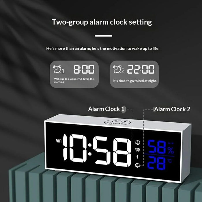 GS-8812 Multi-function Music Alarm Clock Mirror Display LED Digital Indoor Thermometer Hygrometer - White - 4