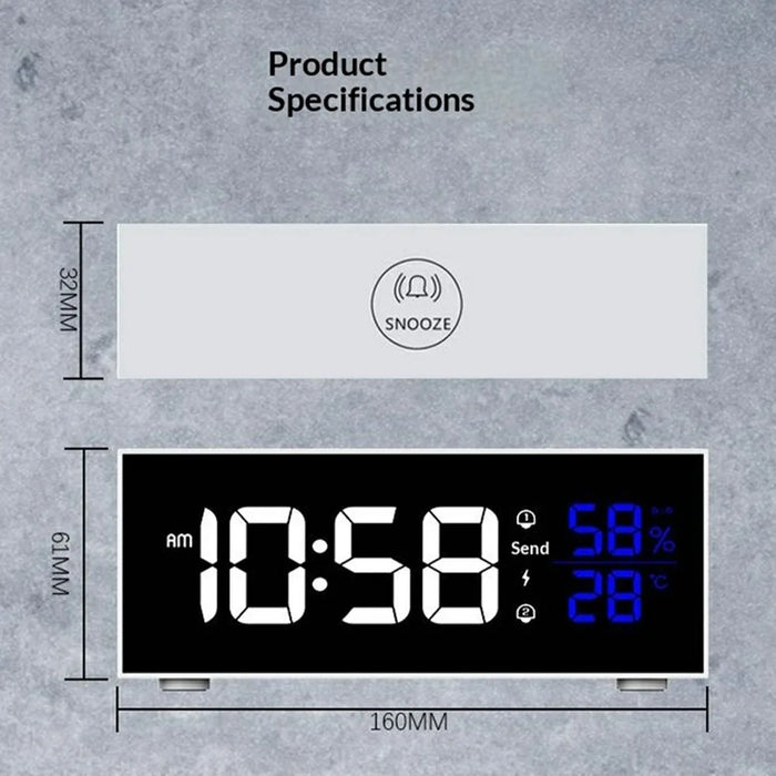 GS-8812 Multi-function Music Alarm Clock Mirror Display LED Digital Indoor Thermometer Hygrometer - White - 7