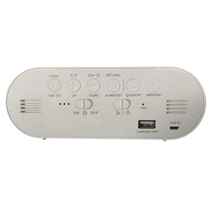 GS-8811 LED Mirror Alarm Clock Digital Display Thermometer Hygrometer Smart Music Clock - White - 2
