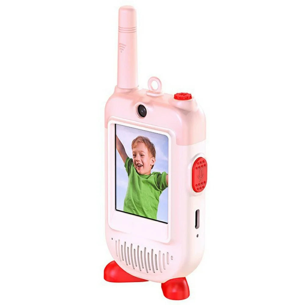 LK-028 1 Pair 2.0 Inch HD Screen Video Intercom Walkie Talkie for Kids Clip On 2.4G Wireless Communication Device - Pink+Blue - 2