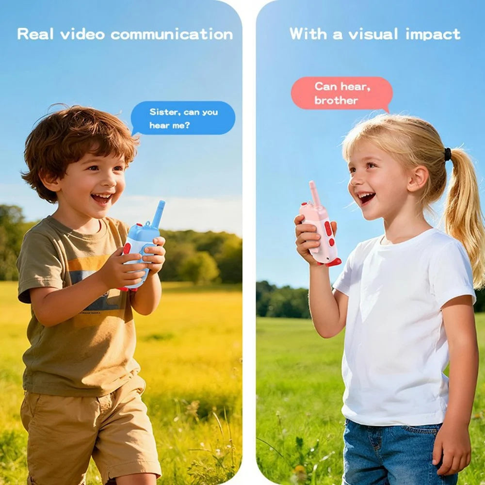 LK-028 1 Pair 2.0 Inch HD Screen Video Intercom Walkie Talkie for Kids Clip On 2.4G Wireless Communication Device - Pink+Blue - 5