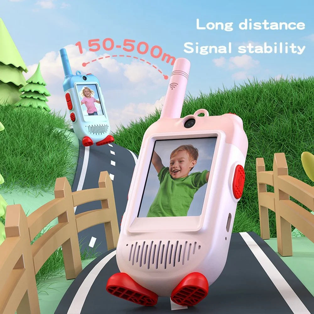 LK-028 1 Pair 2.0 Inch HD Screen Video Intercom Walkie Talkie for Kids Clip On 2.4G Wireless Communication Device - Pink+Blue - 6