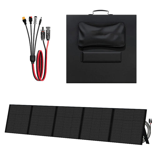 300W Portable Solar Panel Charger 5 Fold Outdoor Power Bank Monocrystalline Silicon High Efficiency for Camping / RV / Emergency - Black - 1