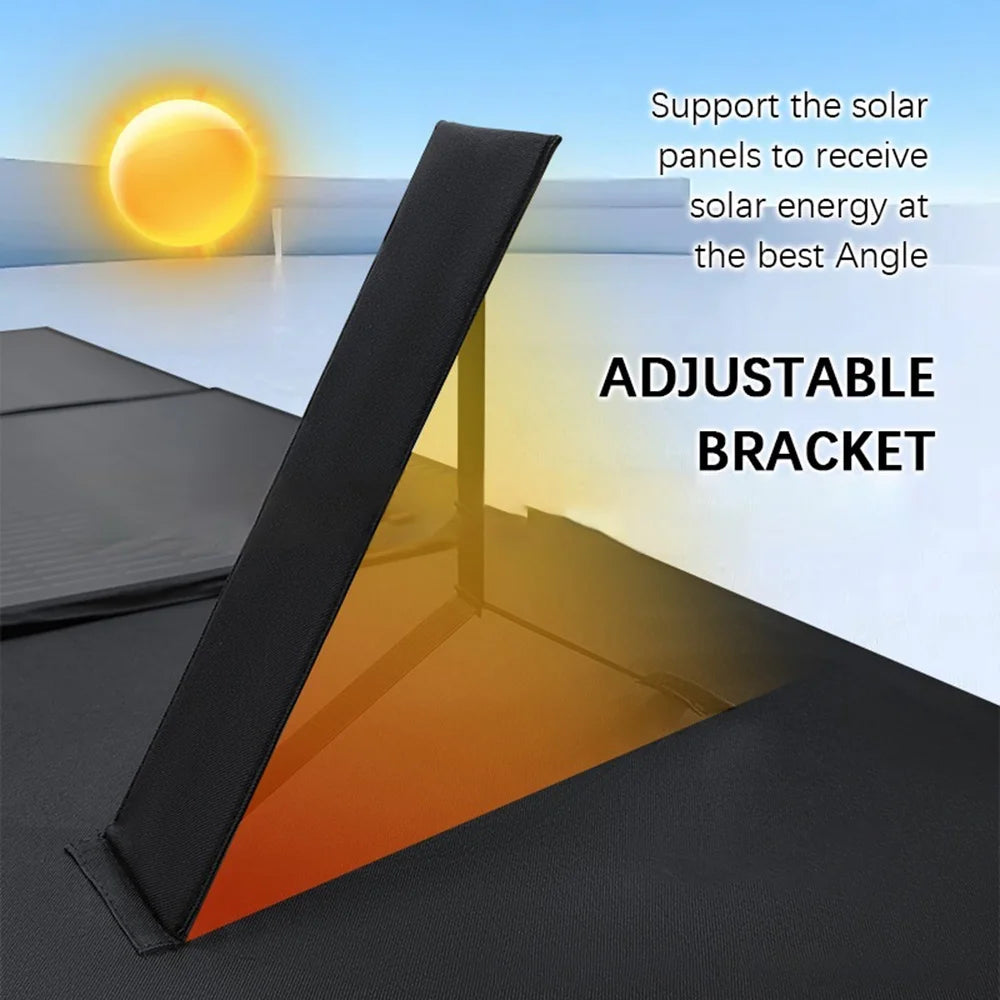 300W Portable Solar Panel Charger 5 Fold Outdoor Power Bank Monocrystalline Silicon High Efficiency for Camping / RV / Emergency - Black - 2