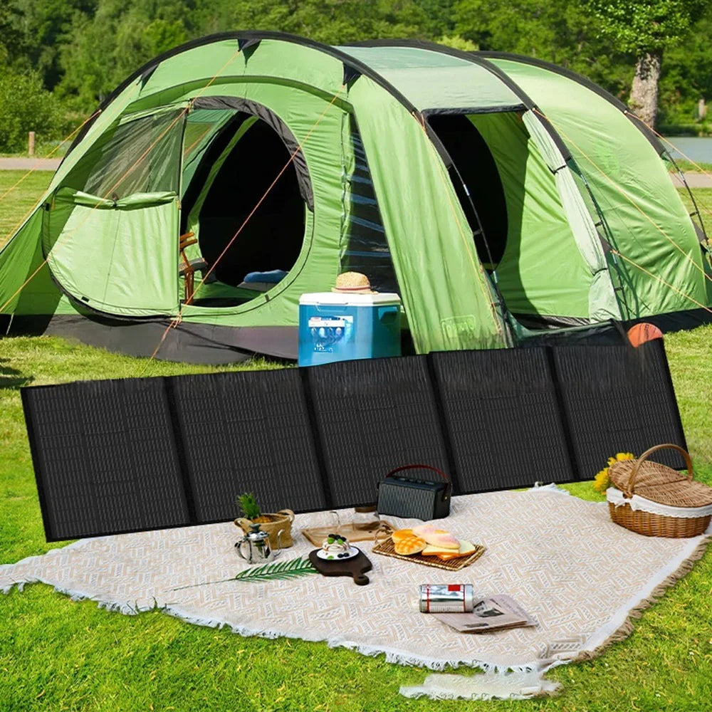 300W Portable Solar Panel Charger 5 Fold Outdoor Power Bank Monocrystalline Silicon High Efficiency for Camping / RV / Emergency - Black - 7