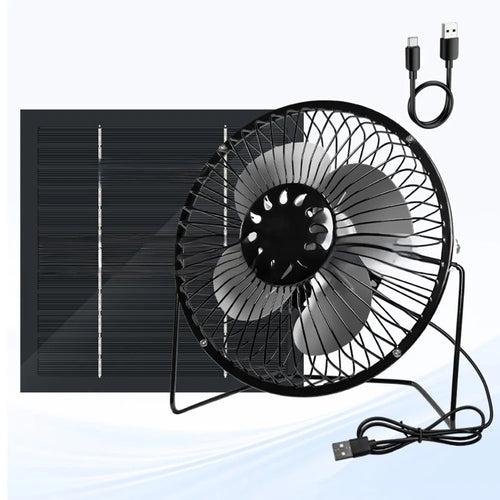 6 Inch Solar Powered Fan 360 Degree Rotatable Exhaust Fan with 8W Waterproof Solar Panel for Outdoor Camping - 1