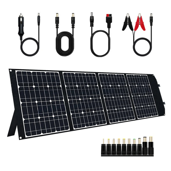 170W High Power 4-Fold Portable Solar Panel Outdoor Foldable Solar Charger with Stand - Monocrystalline Silicon Solar Cell/101668 - 1