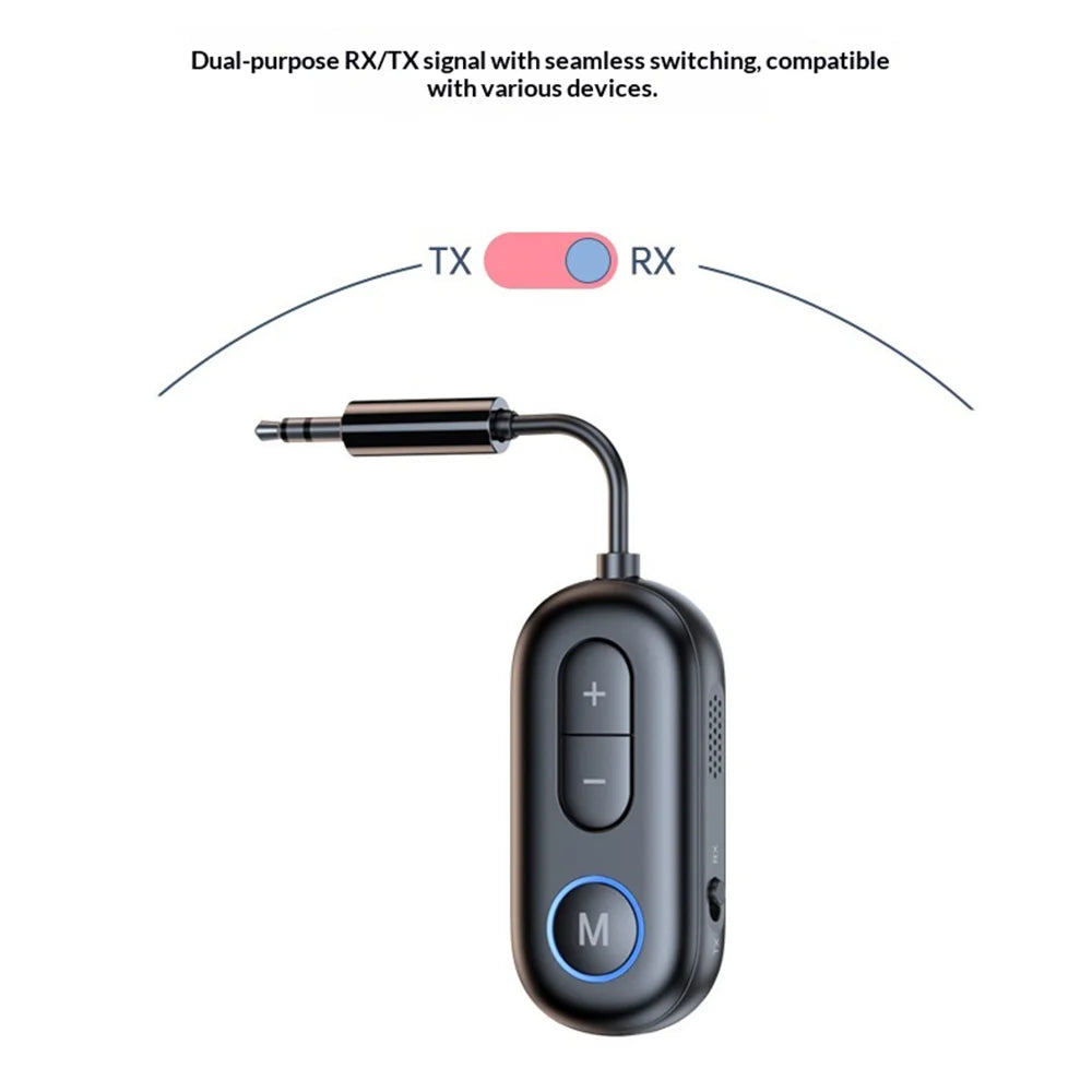 BT13 Bluetooth-compatible 5.4 Car Audio Adapter AUX 3.5mm Plug Receiver / Transmitter Device - Black - 6