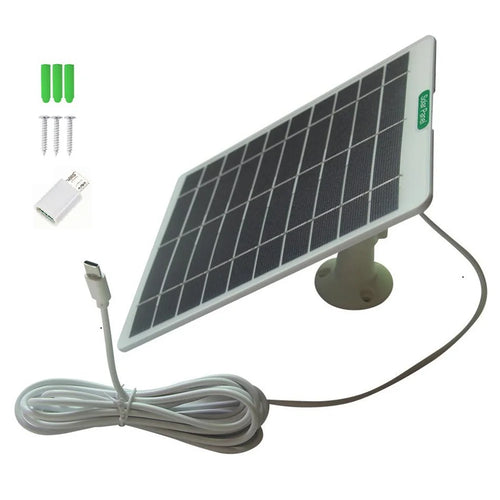 5W 5V Solar Charging Panel for Security Camera Doorbell Type-C Interface High Efficiency - White - 1