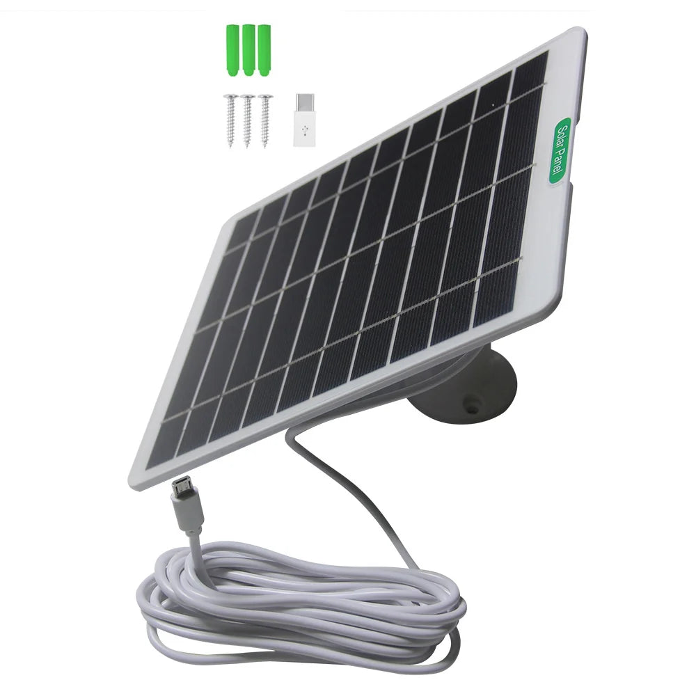 5W 5V Solar Charging Panel for Security Camera Doorbell Type-C Interface High Efficiency - White - 2