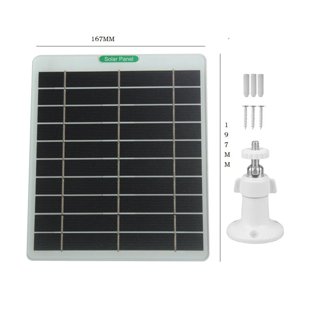 5W 5V Solar Charging Panel for Security Camera Doorbell Type-C Interface High Efficiency - White - 5