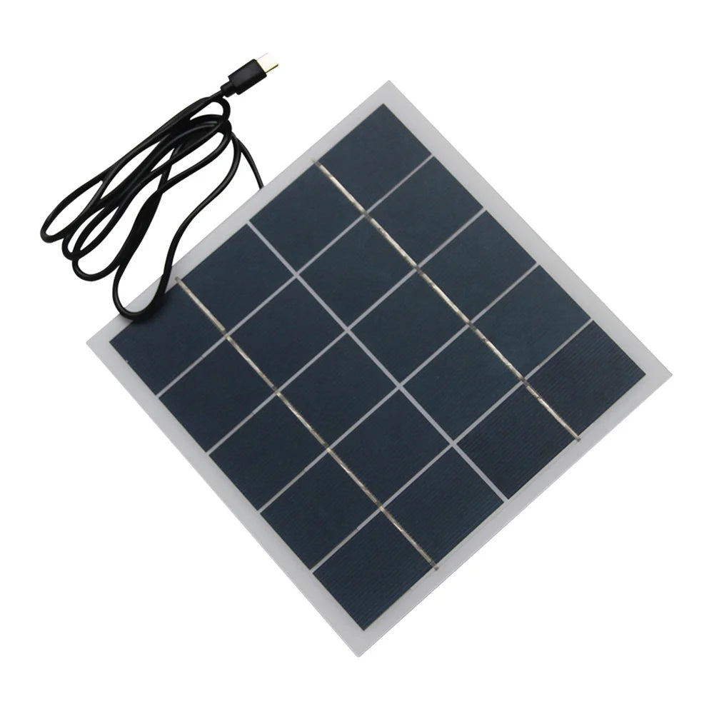 4W 5V Solar Panel Charger for Phones / Security Cameras Type-C Plug Portable Solar Panel - Black - 1