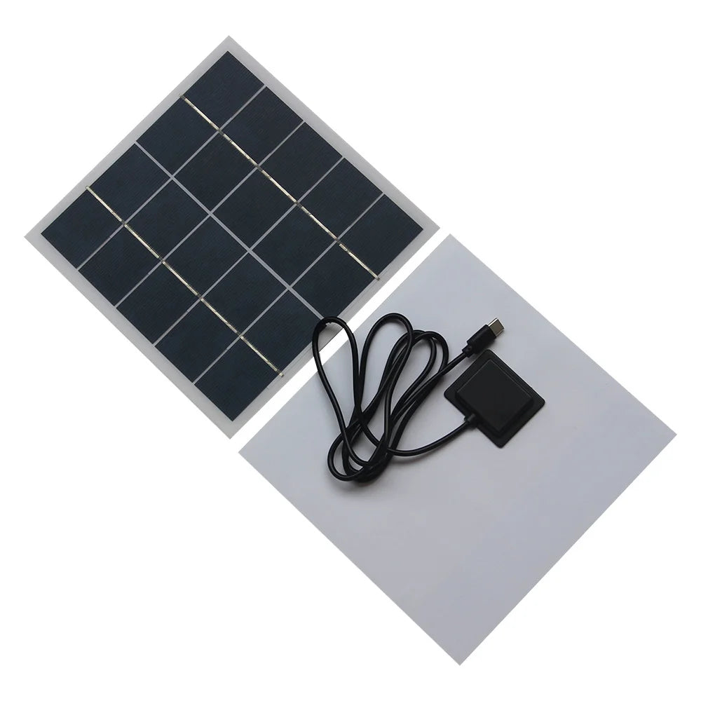 4W 5V Solar Panel Charger for Phones / Security Cameras Type-C Plug Portable Solar Panel - Black - 5