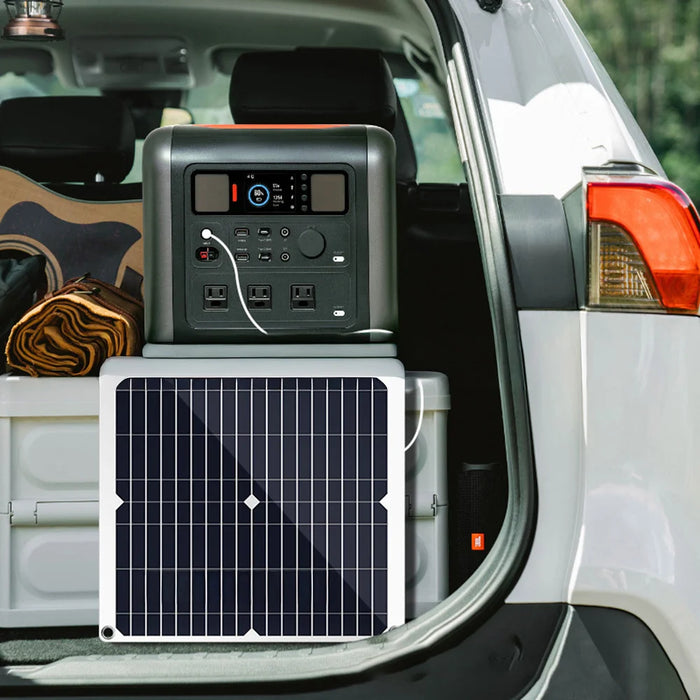 25W High Efficiency Solar Panel Portable Outdoor Emergency Charger with Dual USB Output for Camping / Hiking - Black - 5