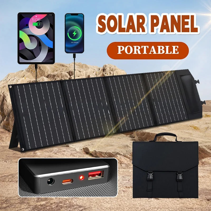 80W 4-Fold Solar Panel Charger Portable Power Supply with USB-C/USB-A/DC Output for Outdoor/RV/Yacht - 5