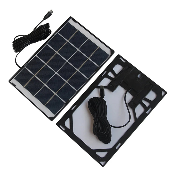 6W 5V Solar Charging Panel Type-C Output for Outdoor Camera Security Garden Lights - Black - 2
