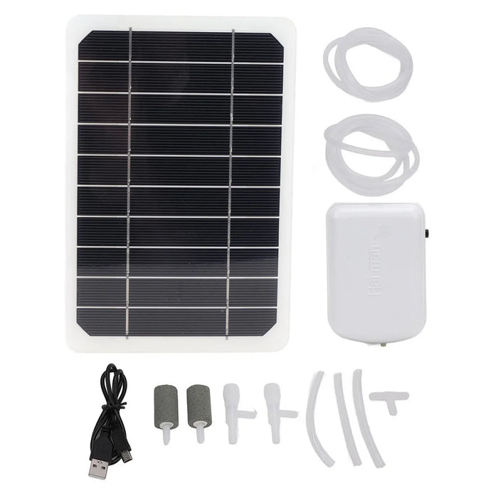 5W Solar Powered Panel with Oxygenator Pump Charging Panel for Outdoor Fishing / Aquarium Aeration - White - 1