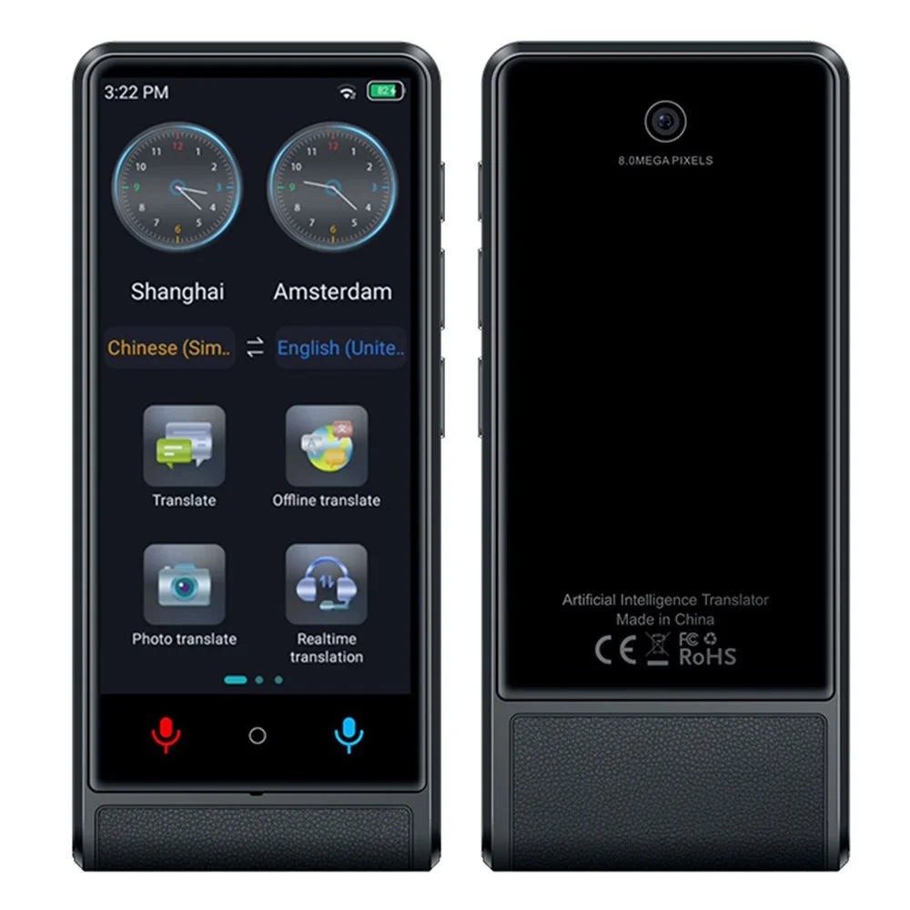 M13 4.04 Inch IPS Screen Intelligent Voice Translator 138 Languages Online Translator WiFi Photo Translation Device, 1+16GB - Black - 1