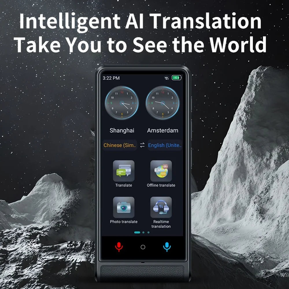 M13 4.04 Inch IPS Screen Intelligent Voice Translator 138 Languages Online Translator WiFi Photo Translation Device, 1+16GB - Black - 3