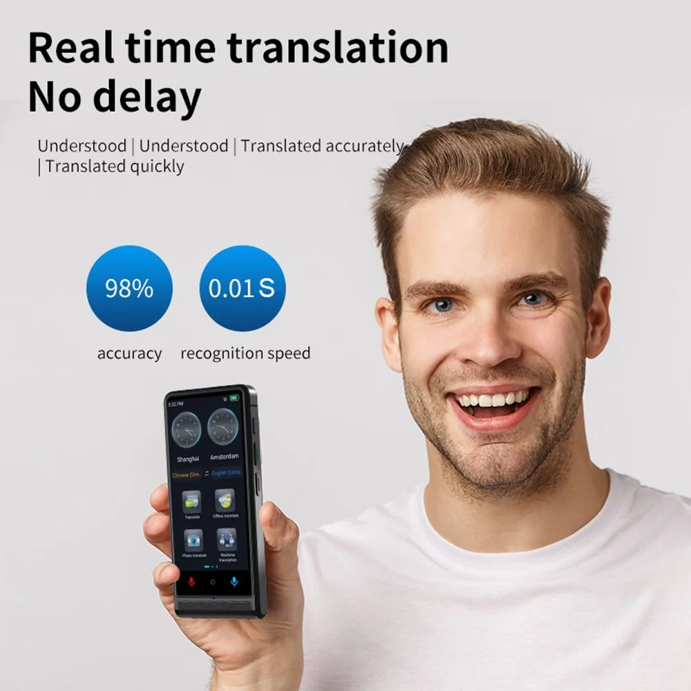 M13 4.04 Inch IPS Screen Intelligent Voice Translator 138 Languages Online Translator WiFi Photo Translation Device, 1+16GB - Black - 6