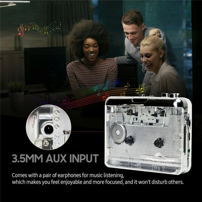 TON010 Portable Cassette Player Tape to MP3 Audio Converter with 3.5mm Headphone Jack - Transparent - 6