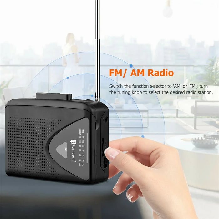 TONIVENT TON009 Retro Portable Cassette Player Built-in Speaker FM / AM Radio with 3.5mm Headphone Jack - 3