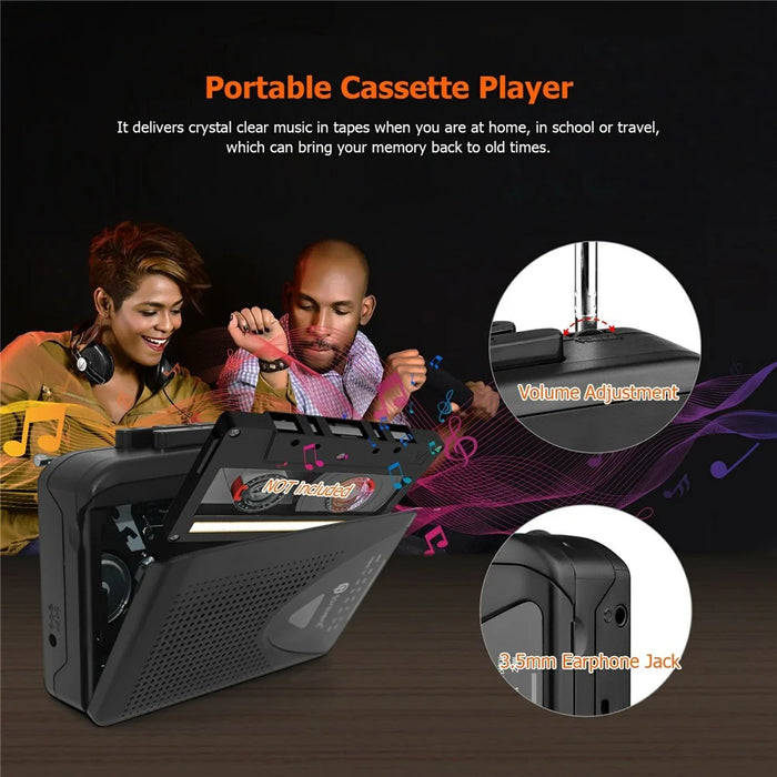 TONIVENT TON009 Retro Portable Cassette Player Built-in Speaker FM / AM Radio with 3.5mm Headphone Jack - 4