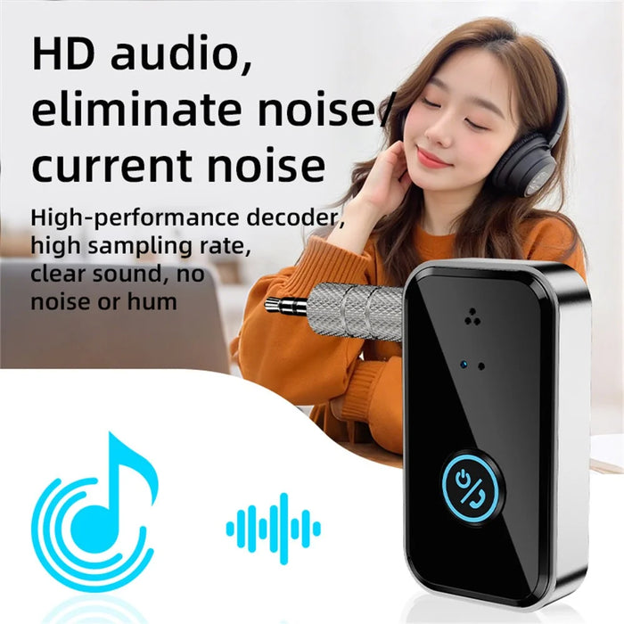 B4S 3.5mm Audio Adapter Wireless Transmitter Receiver Car BT 5.3 Device for Home / Car / Office - Black - 5