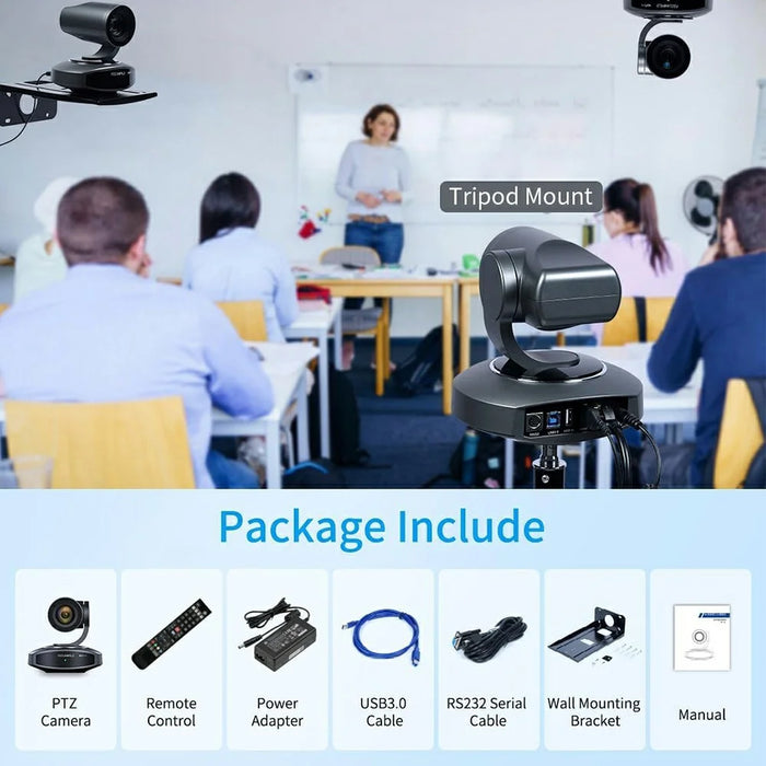 FEELWORLD NDI10X 10X Optical Zoom PTZ Camera 4K UHD AI Auto Tracking with PoE Support HD / USB / IP Output - US Plug - 7