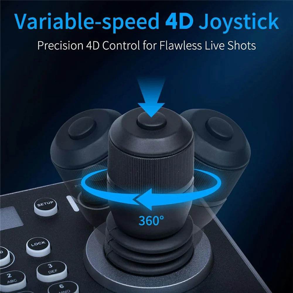 FEELWORLD KBC20 PTZ Camera Controller Precise Joystick Control Multiple Protocol PoE Powered Console - US Plug - 3