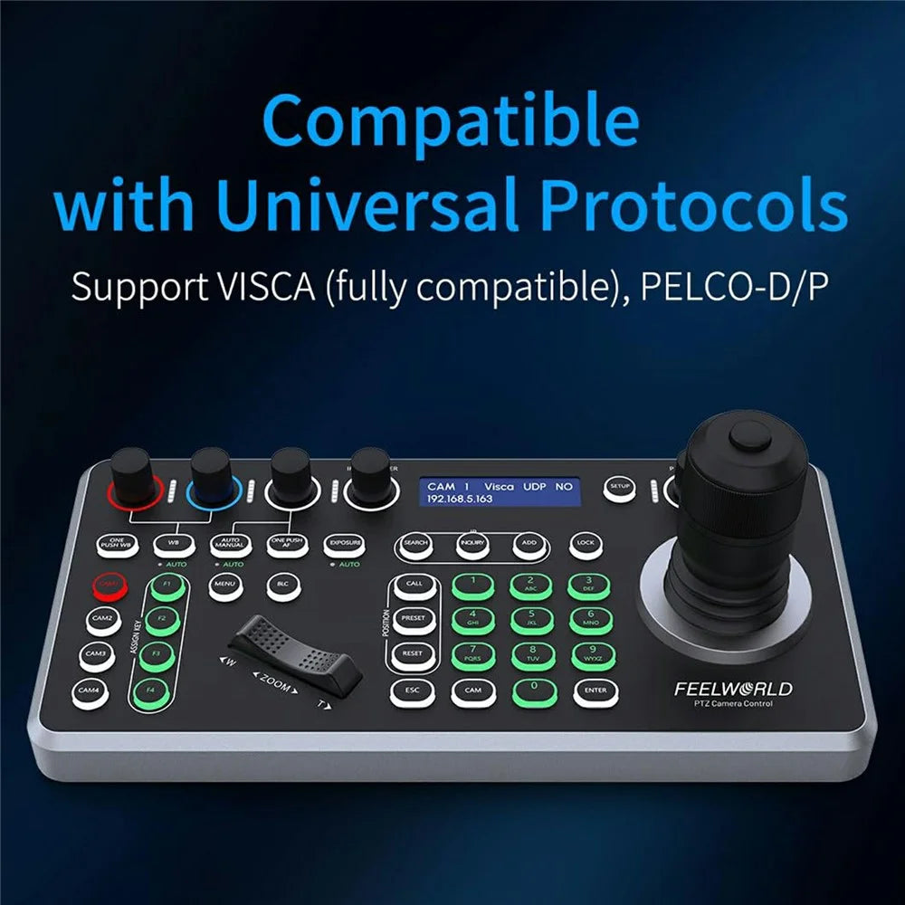 FEELWORLD KBC20 PTZ Camera Controller Precise Joystick Control Multiple Protocol PoE Powered Console - US Plug - 4