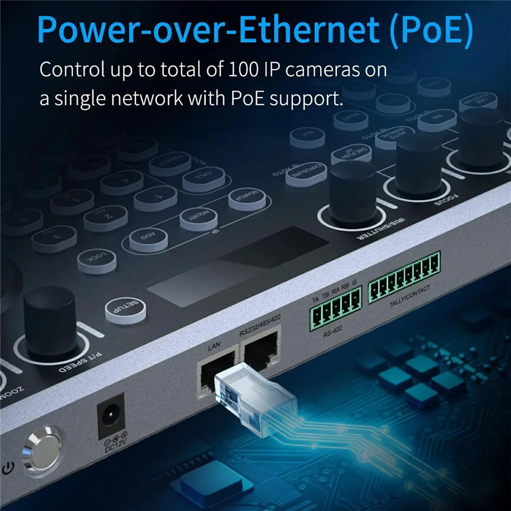 FEELWORLD KBC20 PTZ Camera Controller Precise Joystick Control Multiple Protocol PoE Powered Console - US Plug - 5