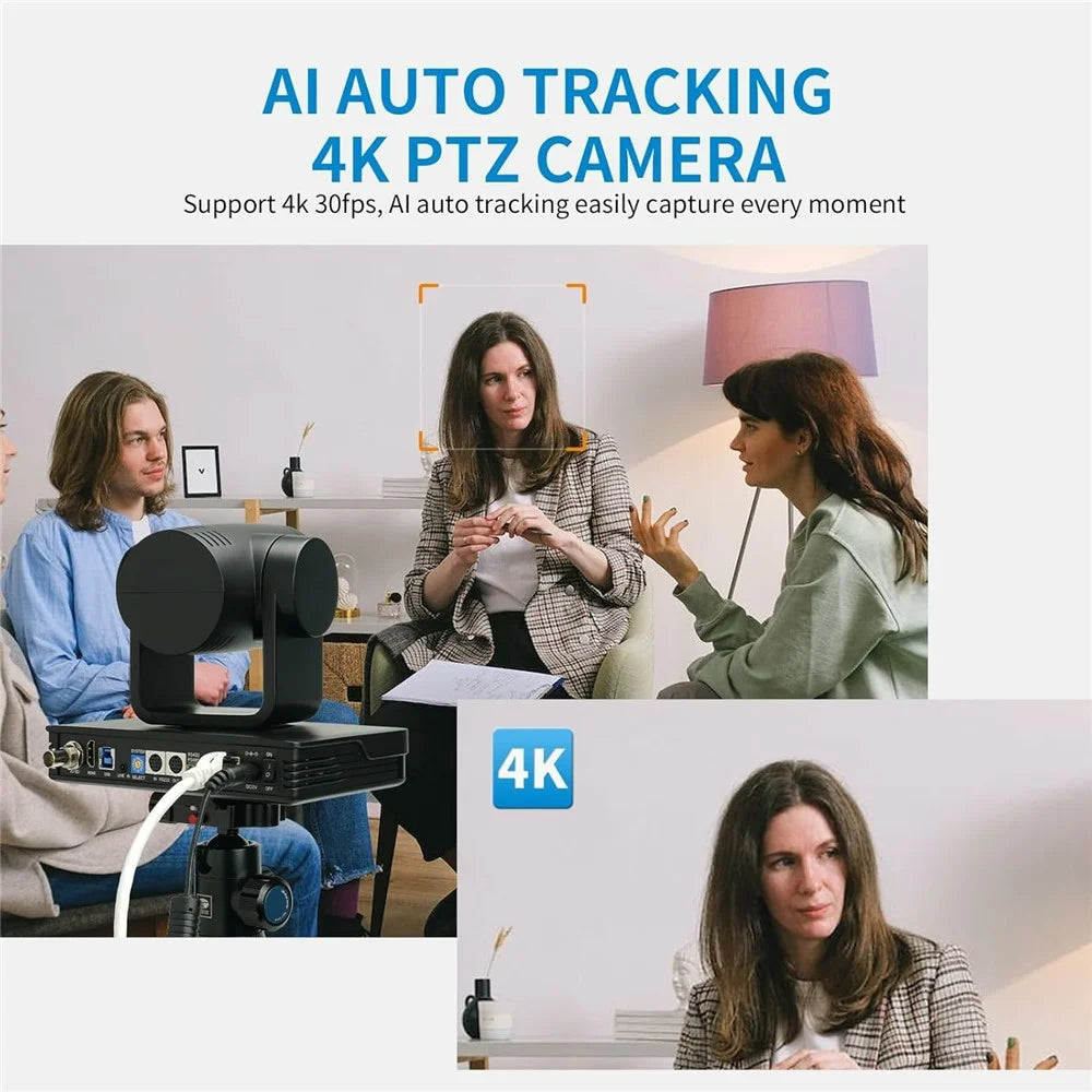 FEELWORLD UHD4K12X 12X Optical Zoom PTZ Camera 4K Ultra HD Network Video Camera with PoE Support - US Plug - 4