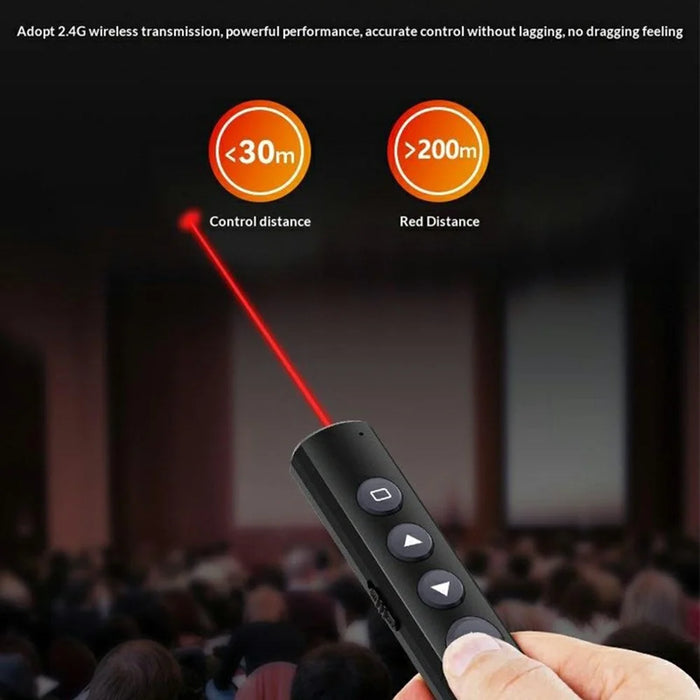 DM PT001S Wireless PPT Presentation Remote Control Pen Laser Pointer Hyperlink Function - Black - 4