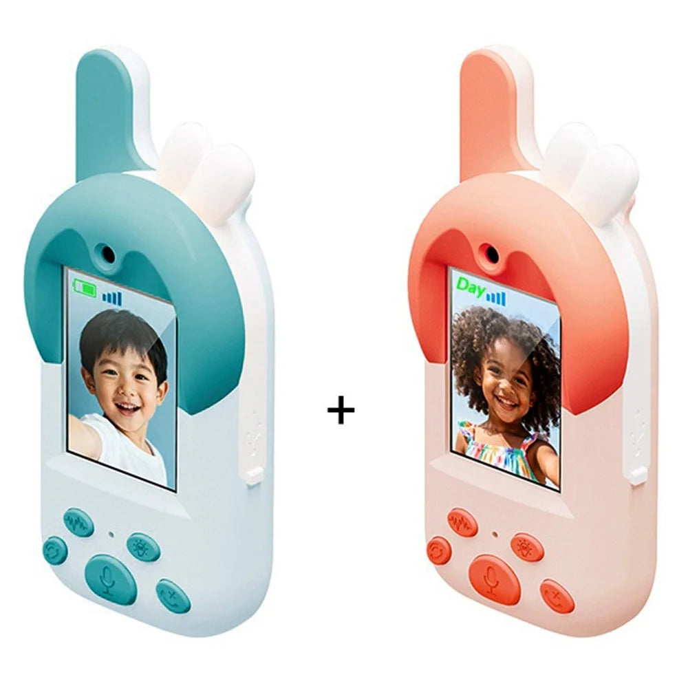D100 2Pcs 2.0 Inch Kids Video Walkie Talkie Two-Way Intercom Device with Camera - Blue + Pink - 1
