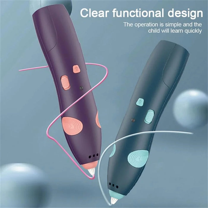 USB Rechargeable Low Temperature 3D Printing Pen DIY Creation Kids Drawing Toy - Dark Blue - 7
