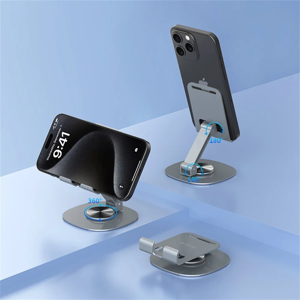 DEVIA EL243 360 Degree Rotation Foldable Metal Phone Stand Desktop Phone Holder - Grey - 3