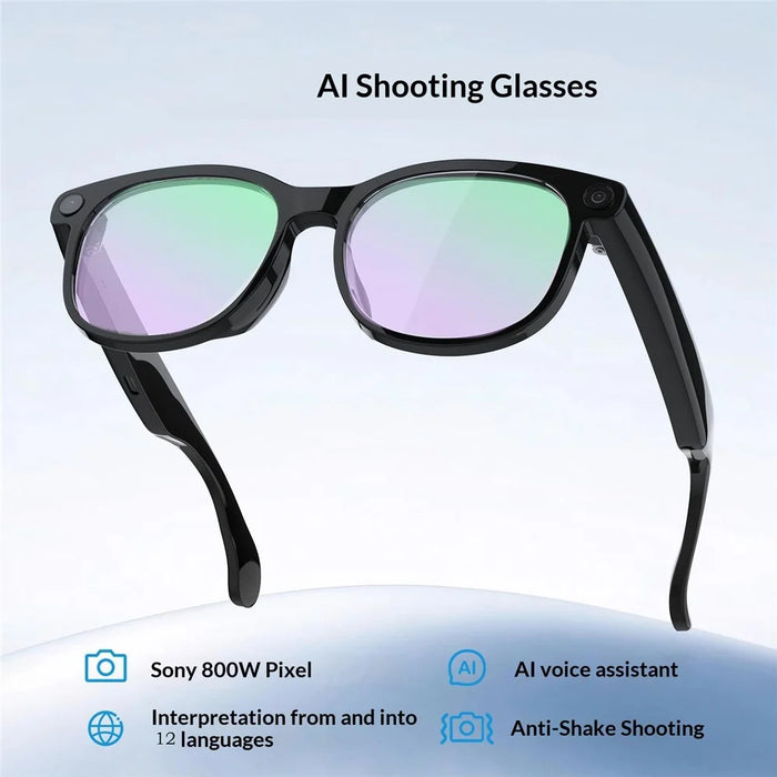 FG01 AI Smart Bluetooth-Compatible Glasses Calling Music Voice Assistant Photochromic Lenses 512M Memory - Black - 3