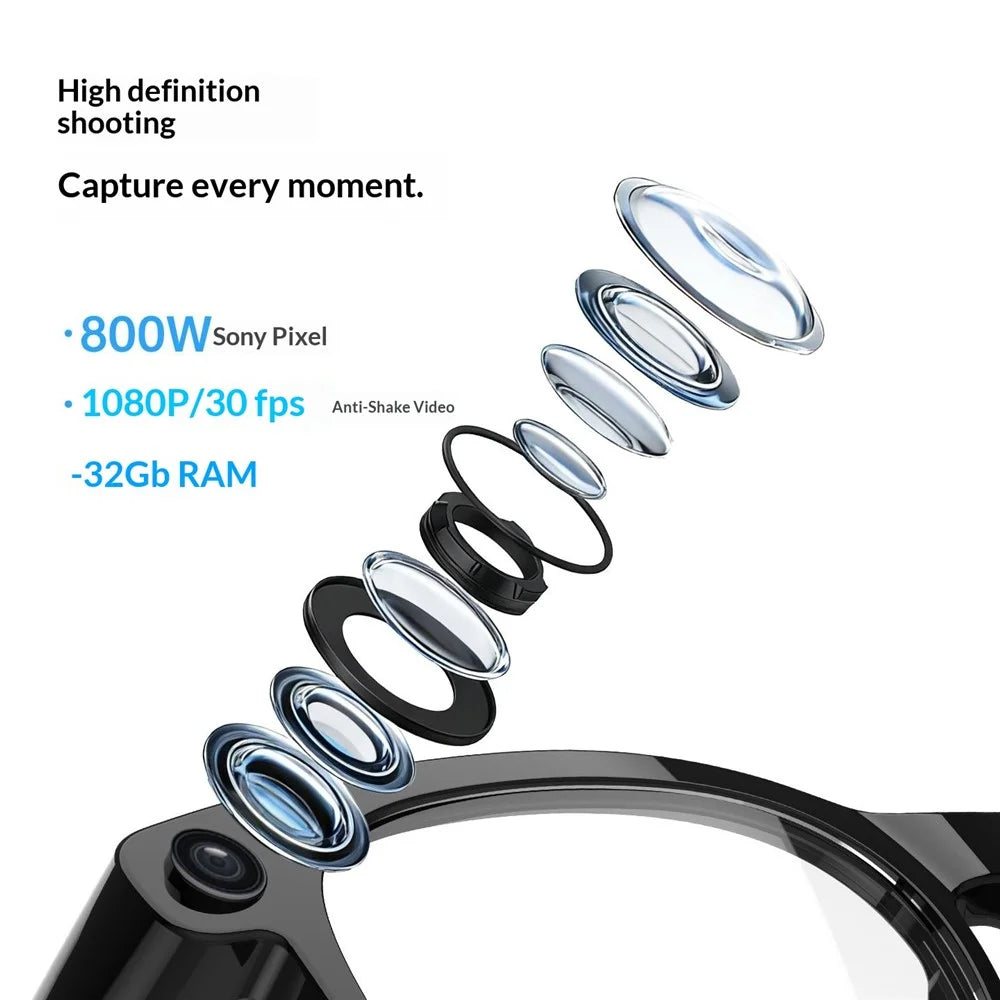 FG01 AI Smart Bluetooth-Compatible Glasses Calling Music Voice Assistant Photochromic Lenses 512M Memory - Black - 6