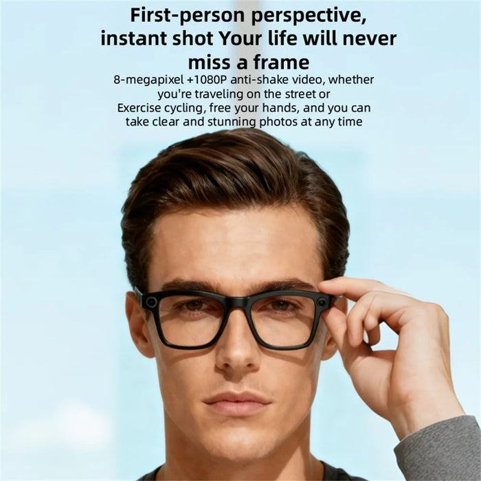 FG02 Smart Glasses AI Voice Camera Photo Real-time Translation Call Sunglasses 512MB Memory - Black - 3