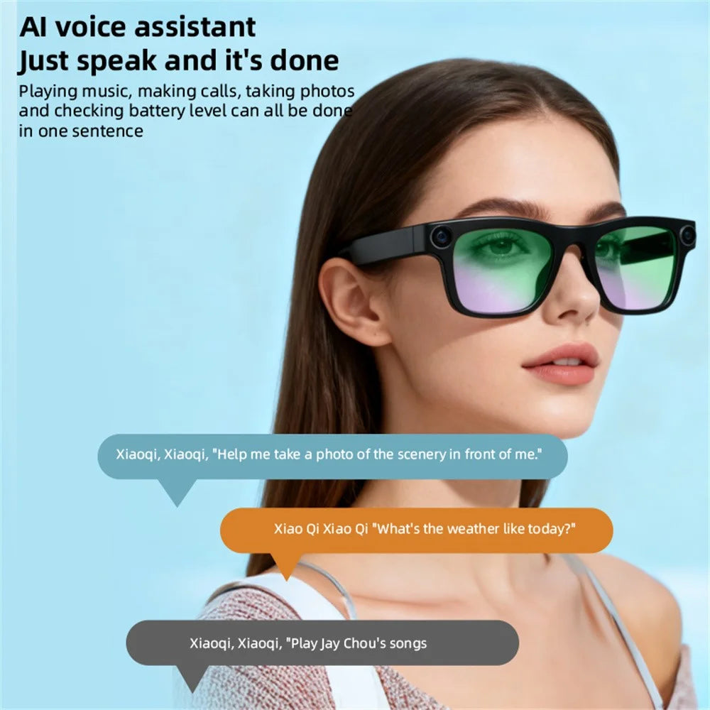FG02 Smart Glasses AI Voice Camera Photo Real-time Translation Call Sunglasses 512MB Memory - Black - 4