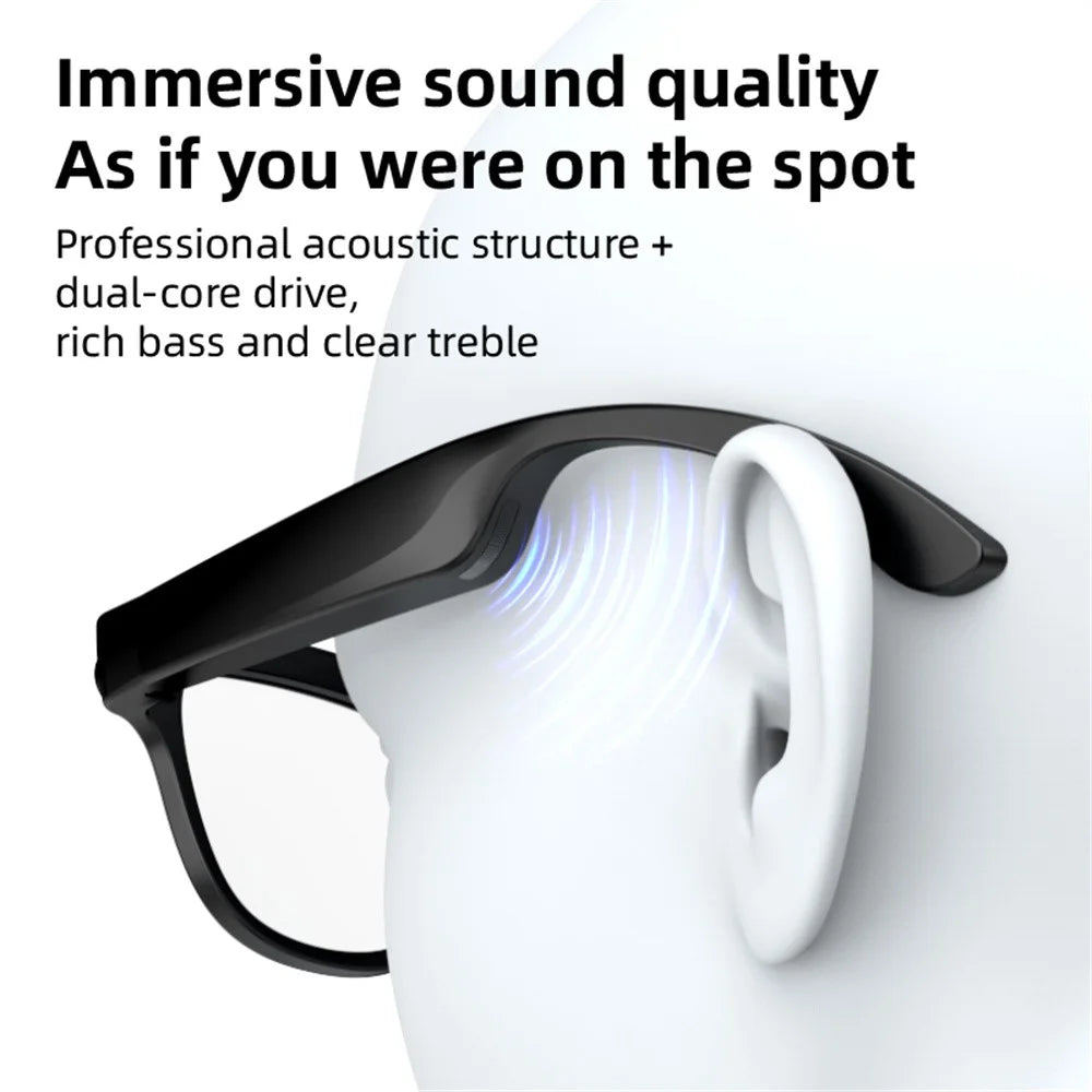 FG02 Smart Glasses AI Voice Camera Photo Real-time Translation Call Sunglasses 512MB Memory - Black - 5