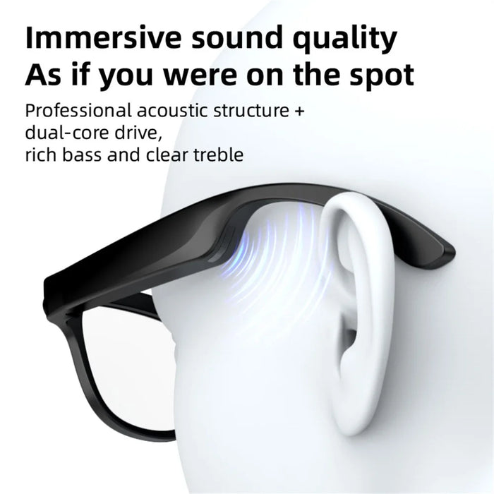 FG02 Smart Glasses AI Voice Camera Photo Real-time Translation Call Sunglasses 512MB Memory - Black - 5
